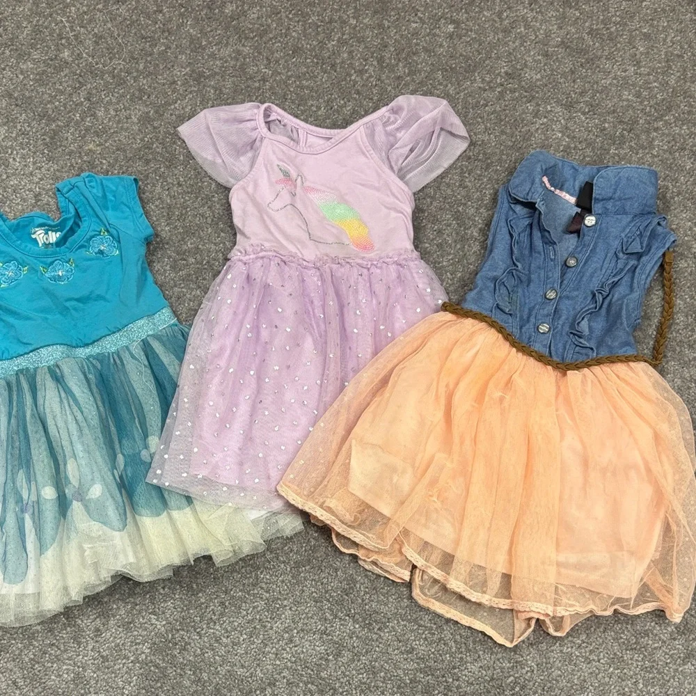 Girls' Dress Bundle - Blue, Purple, and Peach - play condition